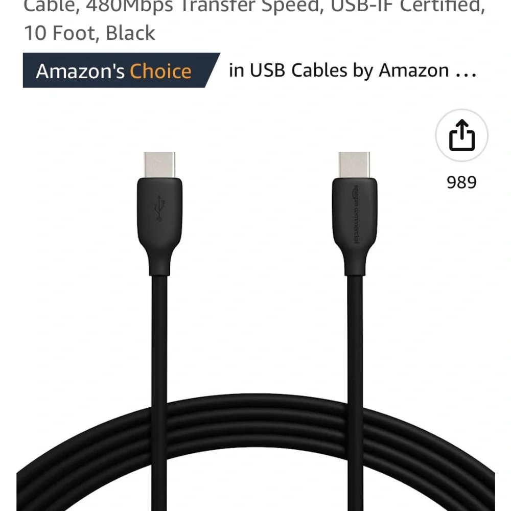 Brand new 10' long USB-C cord.